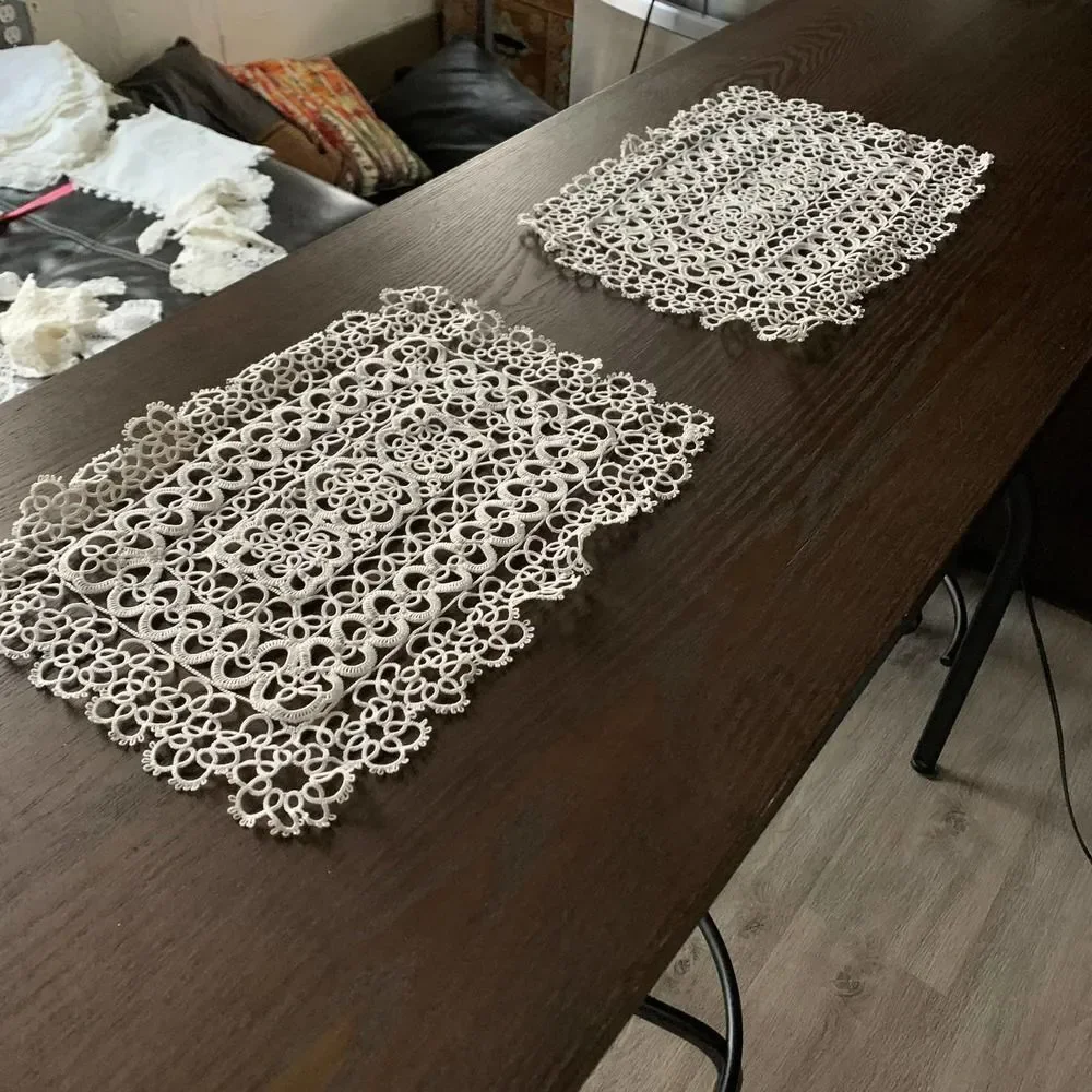 vintage crochet napkins white tablecloth